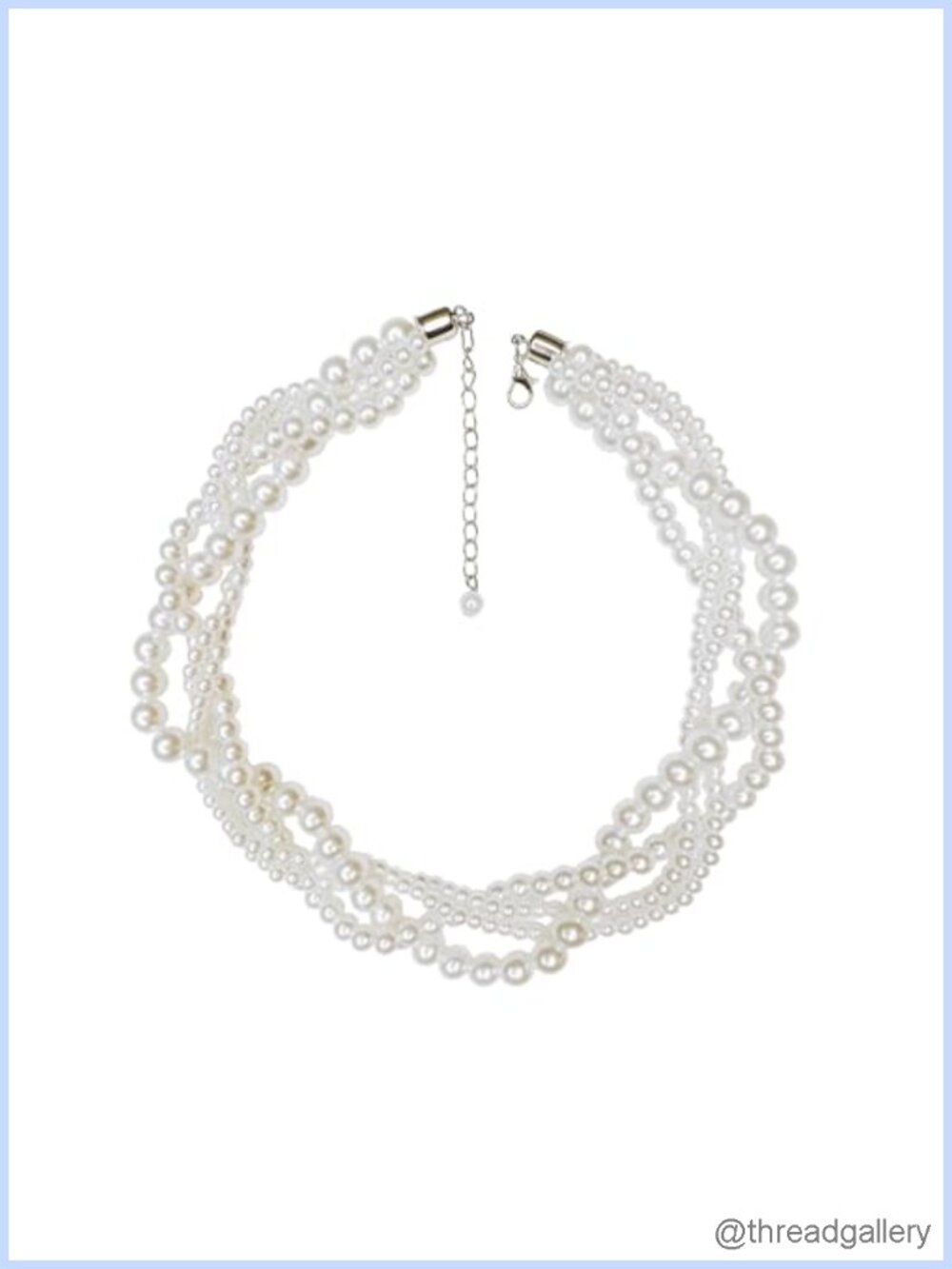 Layered Faux Pearl Choker Necklace Multi Strand Statement Jewelry